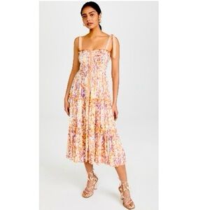 POUPETTE ST BARTH TRINY MIDI DRESS - Size M, Color: Orange Esterel